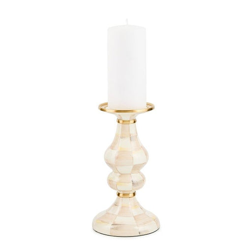 MacKenzie-Childs Candleholder Mackenzie-Childs Mocha Check Medium Pillar Candlestick