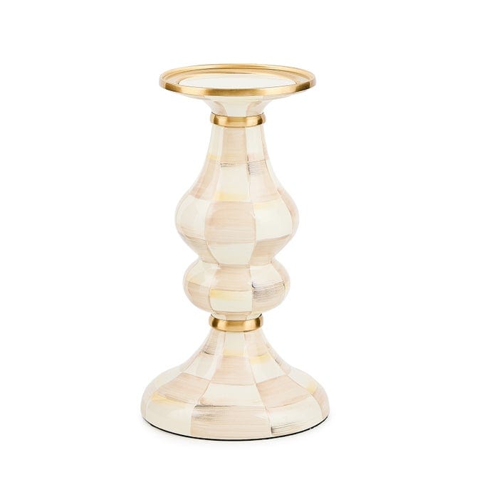 MacKenzie-Childs Candleholder Mackenzie-Childs Mocha Check Medium Pillar Candlestick