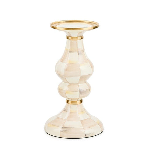 MacKenzie-Childs Candleholder Mackenzie-Childs Mocha Check Medium Pillar Candlestick