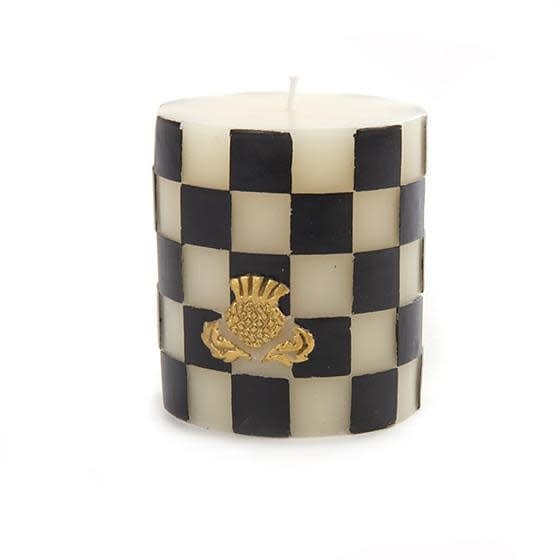 MacKenzie-Childs Candles Black and White Check Pillar Candle - 3