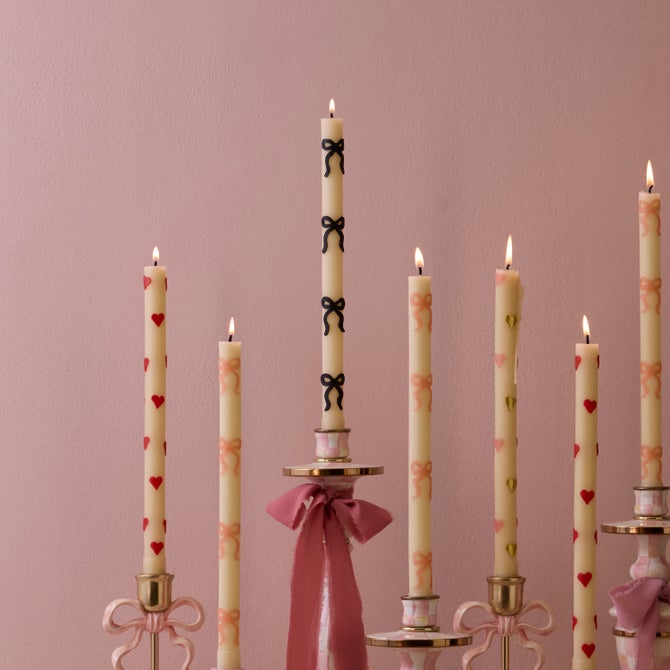 MacKenzie-Childs Candles Black Bow Dinner Candles, Set of 2