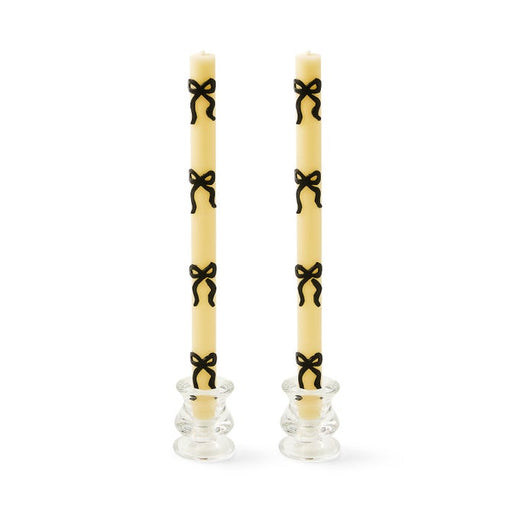 MacKenzie-Childs Candles Black Bow Dinner Candles, Set of 2