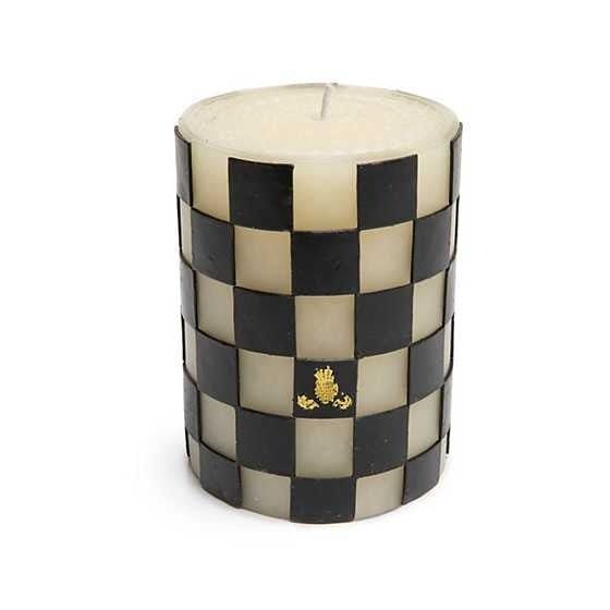 MacKenzie-Childs Candles Check 4" Black Pillar Candle