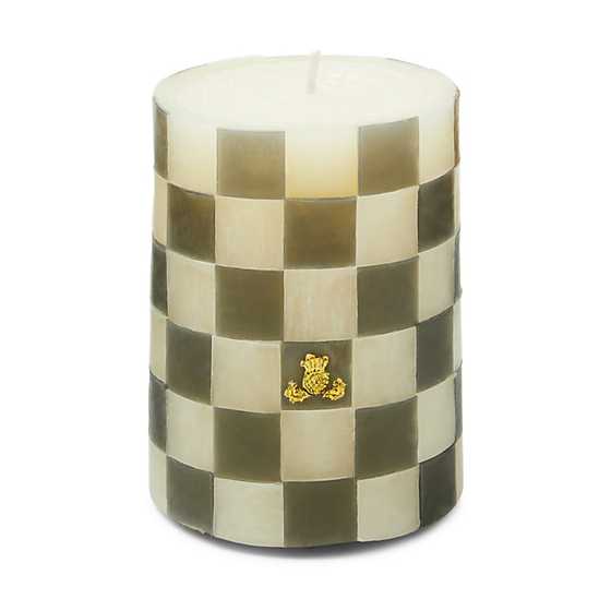 MacKenzie-Childs Candles Check Grey 4" Pillar Candle