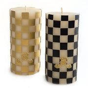 MacKenzie-Childs Candles Check Pillar Candle - 6" Black & White
