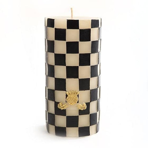 MacKenzie-Childs Candles Check Pillar Candle - 6" Black & White