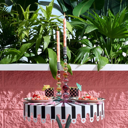 MacKenzie-Childs Candles Check Pink Dinner Candles, Set of 2