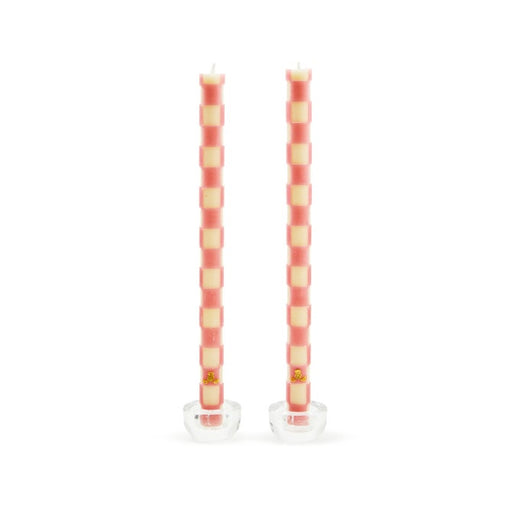 MacKenzie-Childs Candles Check Pink Dinner Candles, Set of 2