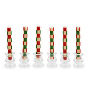 MacKenzie-Childs Candles Check Red & Green Mini Dinner Candles, Set of 6