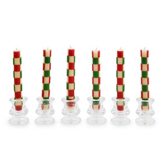 MacKenzie-Childs Candles Check Red & Green Mini Dinner Candles, Set of 6