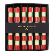MacKenzie-Childs Candles Check Red & Green Mini Dinner Candles, Set of 6