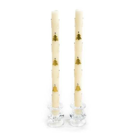 MacKenzie-Childs Candles Christmas Tree Dinner Candles - Gold & Pearl - Set of 2