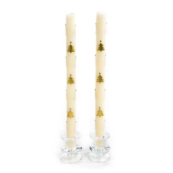 MacKenzie-Childs Candles Christmas Tree Dinner Candles - Gold & Pearl - Set of 2