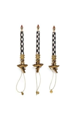 MacKenzie-Childs Candles Courtly Check Glass Candle Clips - Set of 3