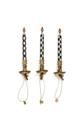 MacKenzie-Childs Candles Courtly Check Glass Candle Clips - Set of 3