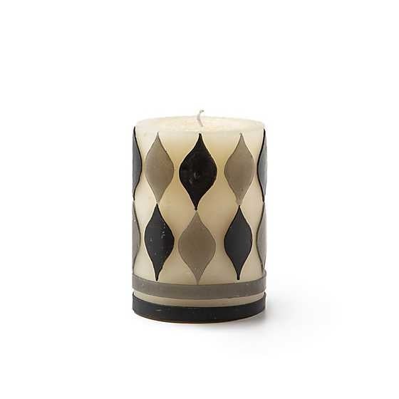 MacKenzie-Childs Candles Marquee Pillar Candle - Black & Grey - 4"