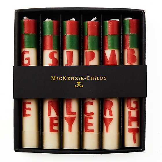 MacKenzie-Childs Candles Merry & Bright Mini Dinner Candles, Set of 6