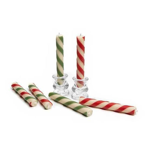 MacKenzie-Childs Candles Mini Dinner Candles - Candy Cane - Set of 6