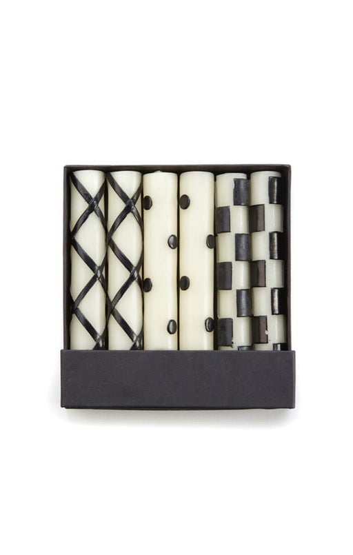MacKenzie-Childs Candles Mini Dinner Candles - Set of 6 Black and Ivory