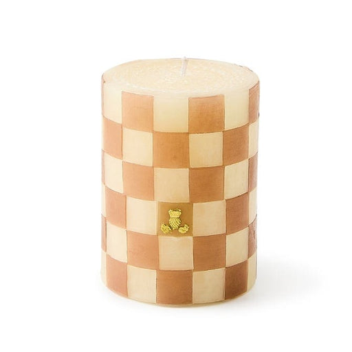 MacKenzie-Childs Candles Mocha Check 4" Pillar Candle