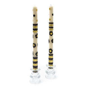 MacKenzie-Childs Candles Mod Flower Dinner Candles - Black & Gold Rick Rack - Set of 2