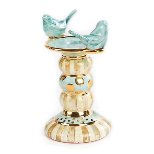 MacKenzie-Childs Candles Parchment Stripe Bird Candlestick - Tall