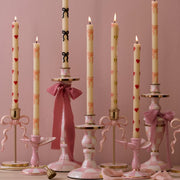 MacKenzie-Childs Candles Pink Bow Dinner Candles, Set of 2