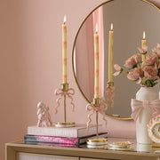 MacKenzie-Childs Candles Pink Bow Dinner Candles, Set of 2