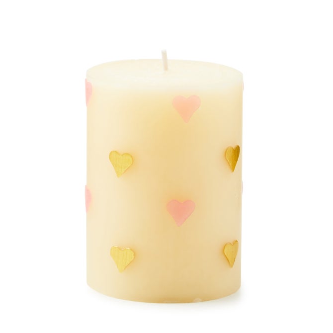 MacKenzie-Childs Candles Pink Hearts 4" Pillar Candle