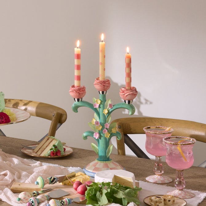 MacKenzie-Childs Candles Pink Mini Dinner Candles, Set of 6