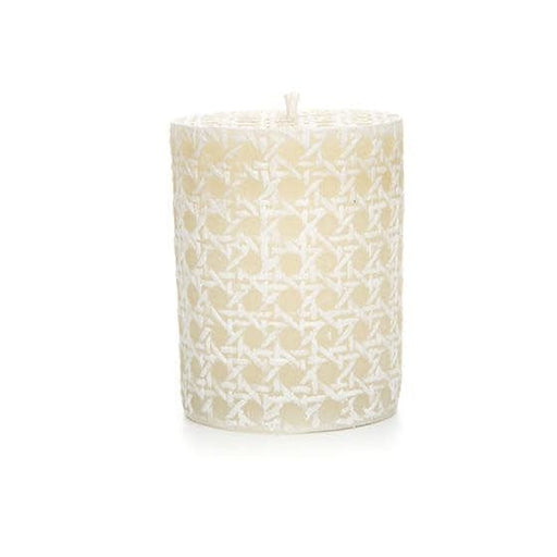 MacKenzie-Childs Candles Rattan Pillar Candle - 4" - White