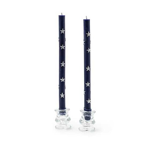 MacKenzie-Childs Candles Star Dinner Candles - Navy & Pearl - Set of 2