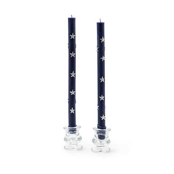 MacKenzie-Childs Candles Star Dinner Candles - Navy & Pearl - Set of 2