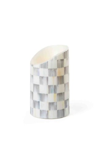 MacKenzie-Childs Candles Sterling Check Flicker 5" Pillar Candle