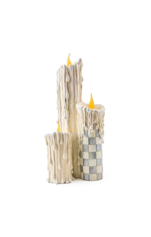 MacKenzie-Childs Candles Sterling Check Melting Candle Cluster