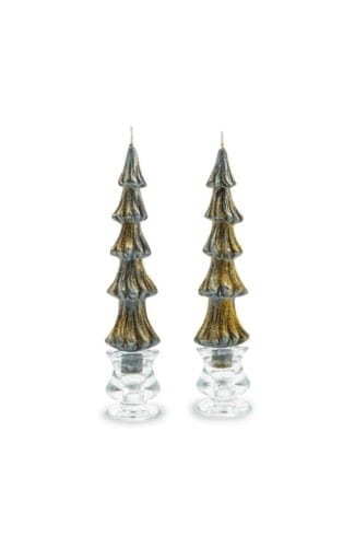 MacKenzie-Childs Candles Tree Dinner Candles - 8" - Black - Set of 2