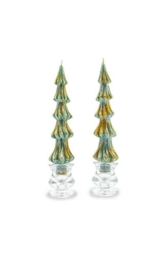 MacKenzie-Childs Candles Tree Dinner Candles - 8" - Green - Set of 2