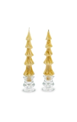 MacKenzie-Childs Candles Tree Dinner Candles - 8" - Ivory - Set of 2