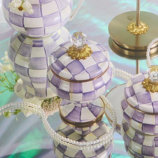 MacKenzie-Childs Candy Dish MacKenzie-Childs Violet Check Curiosity Pot
