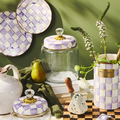 MacKenzie-Childs Canister Mackenzie-Childs Violet Check Medium Kitchen Canister