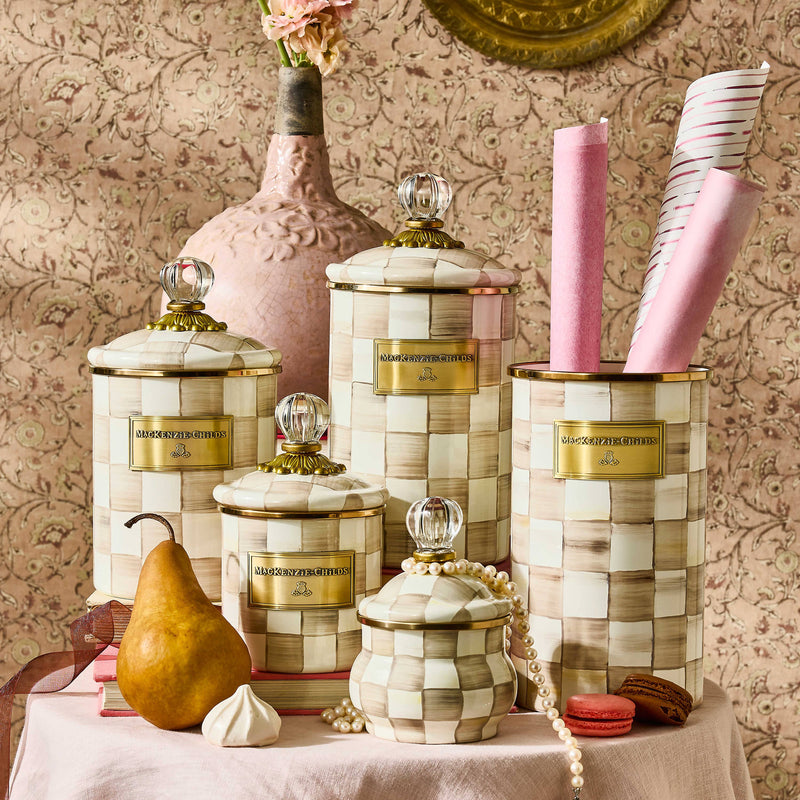 MacKenzie-Childs Canister Mocha Check Demi Canister