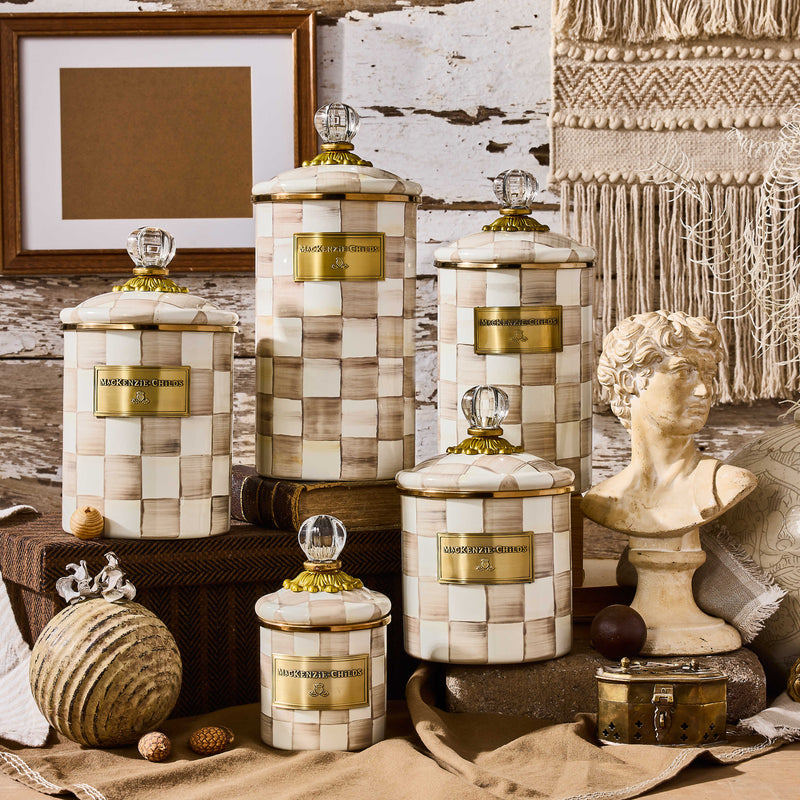 MacKenzie-Childs Canister Mocha Check Large Canister