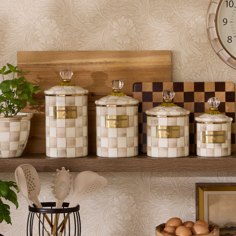 MacKenzie-Childs Canister Mocha Check Medium Canister