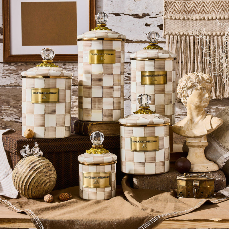MacKenzie-Childs Canister Mocha Check Medium Canister