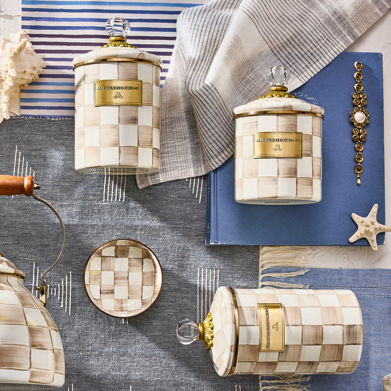 MacKenzie-Childs Canister Mocha Check Medium Canister