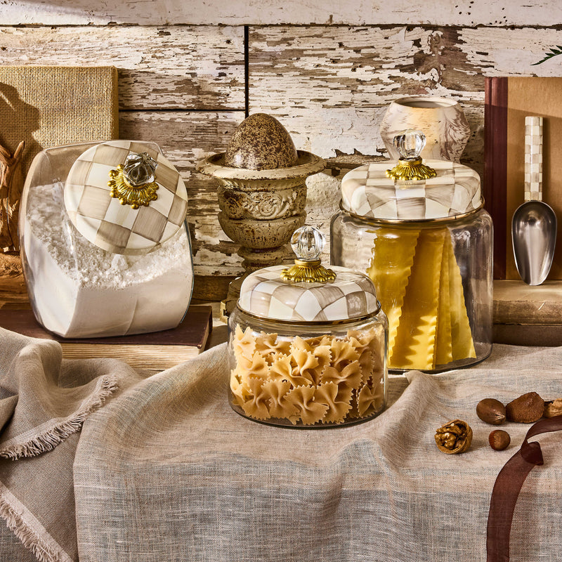 MacKenzie-Childs Canister Mocha Check Medium Kitchen Canister