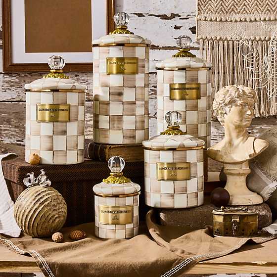 MacKenzie-Childs Canister Mocha Check Mini Canister
