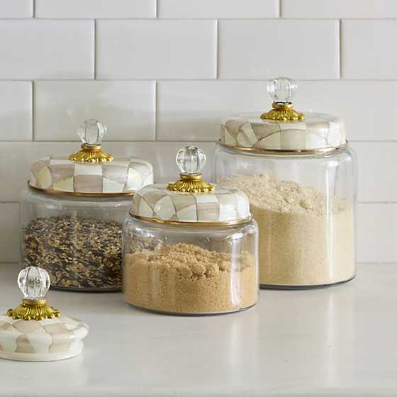 MacKenzie-Childs Canister Mocha Check Small Kitchen Canister