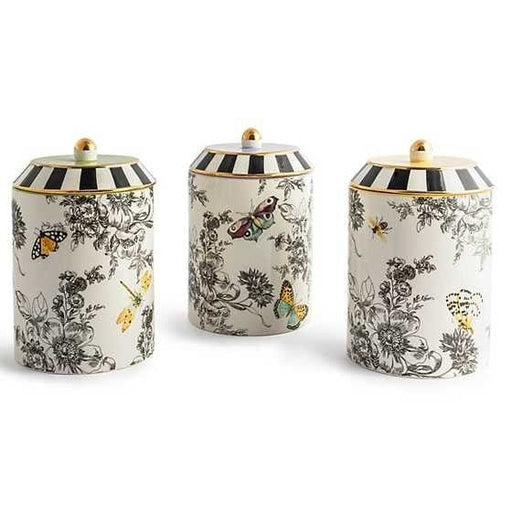 MacKenzie-Childs Canisters Butterfly Toile Canisters, Set of 3