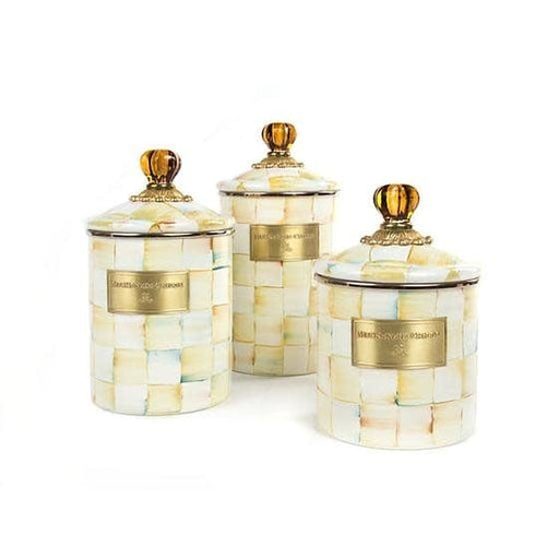 MacKenzie-Childs Canisters Parchment Check Enamel Canister - Medium